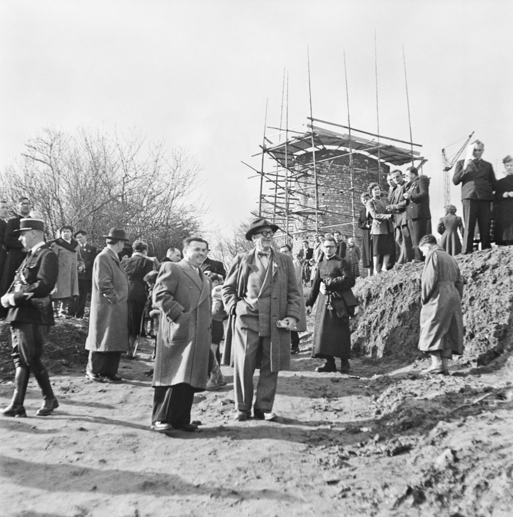 Photo chantier Le Corbusier Bueb Ronchamp